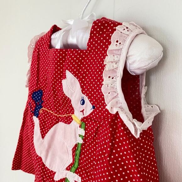 Vintage Nannekins Red Polka Dot Kangaroo Top - Picture 2 of 8
